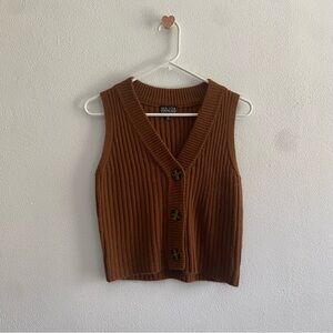 Major Label Brown Ribbed Knit Vest
